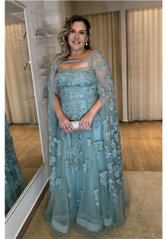 Vestido mbar De renda azul beb