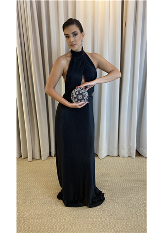 Vestido Canelado Preto